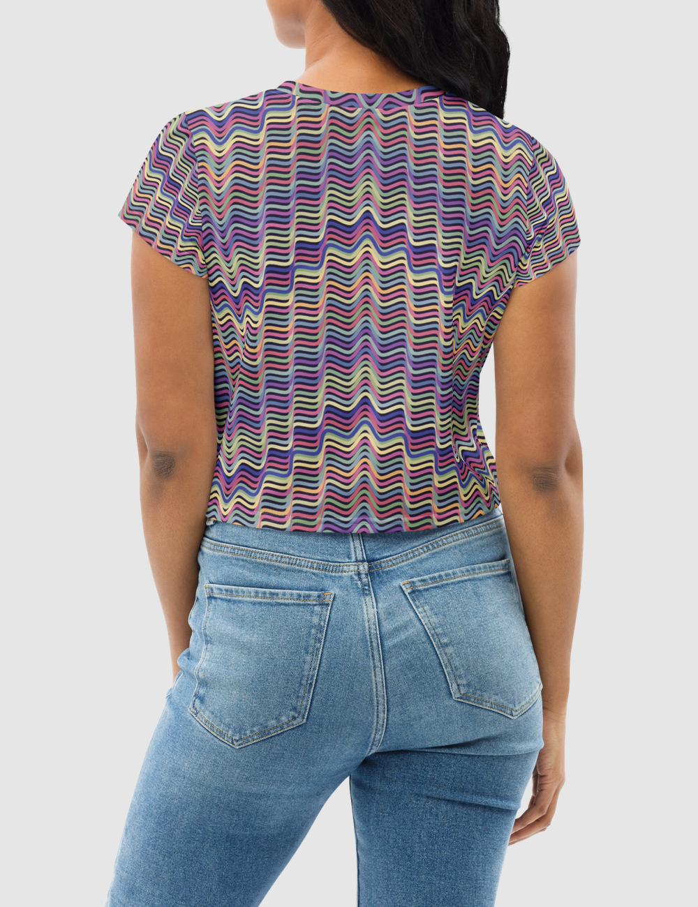 Vintage Boho Wave Pattern | Women's Sublimated Crop Top T-Shirt OniTakai