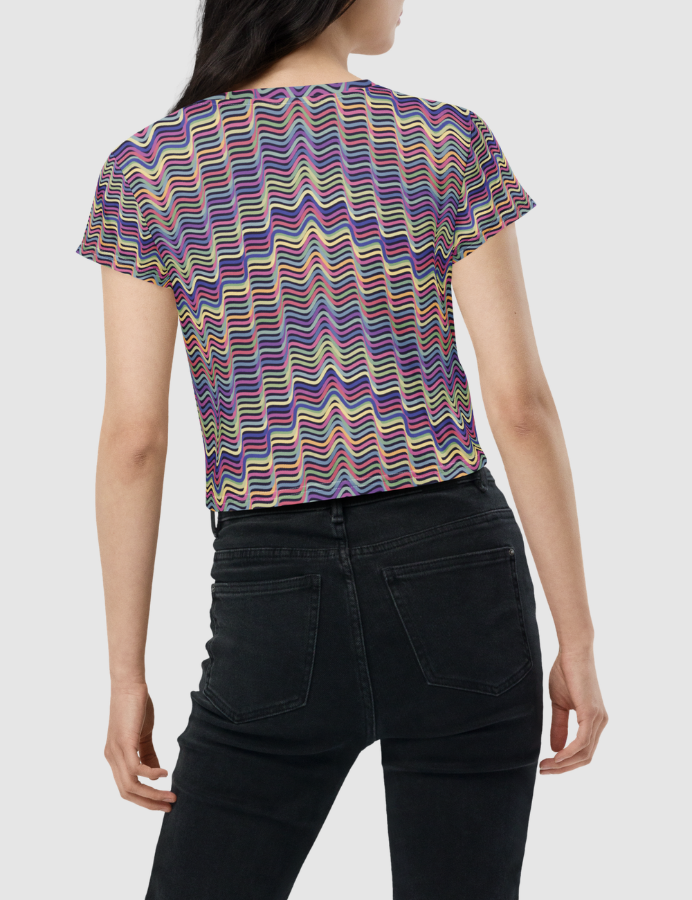 Vintage Boho Wave Pattern | Women's Sublimated Crop Top T-Shirt OniTakai