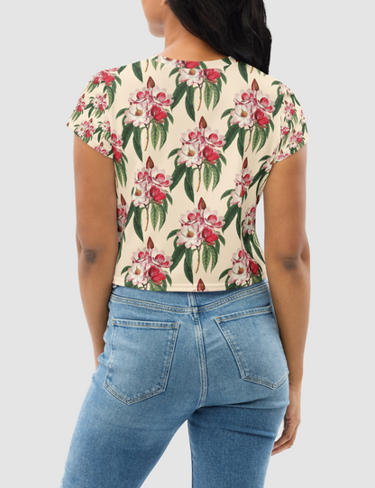 Vintage Flower Blossoms | Women's Sublimated Crop Top T-Shirt OniTakai