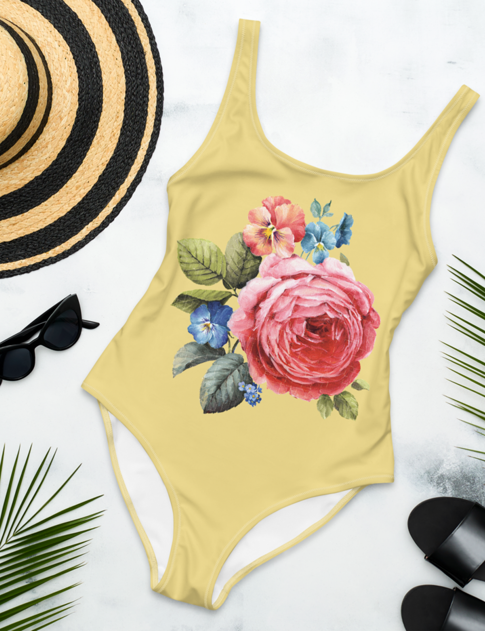 Vintage Flower Bouquet Women's One-Piece Swimsuit OniTakai