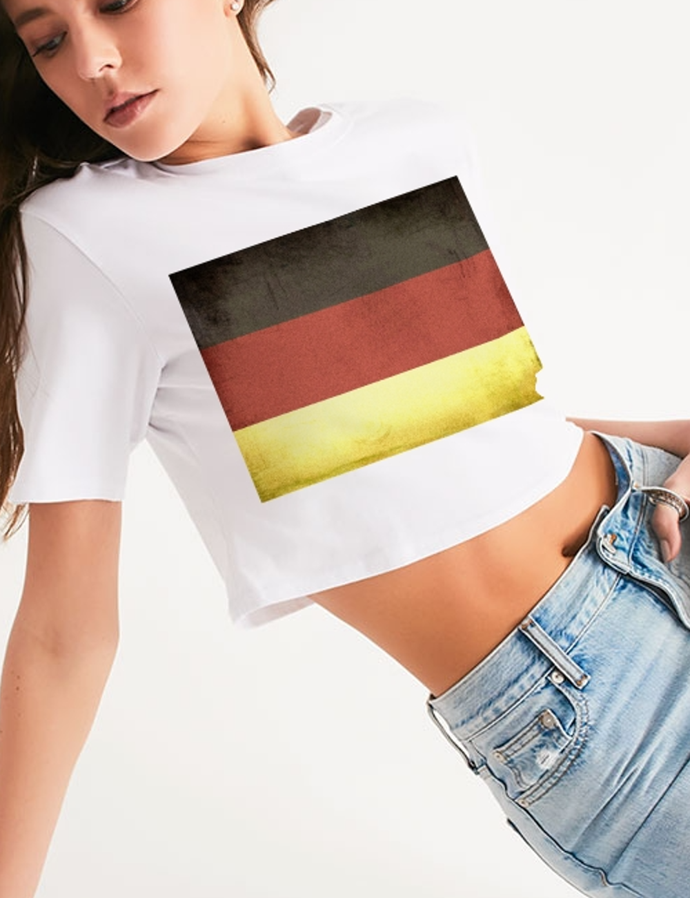 Vintage German Flag | Women's Relaxed Crop Top T-Shirt OniTakai