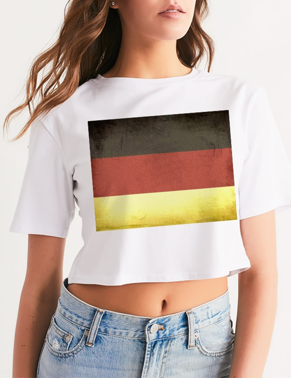 Vintage German Flag | Women's Relaxed Crop Top T-Shirt OniTakai