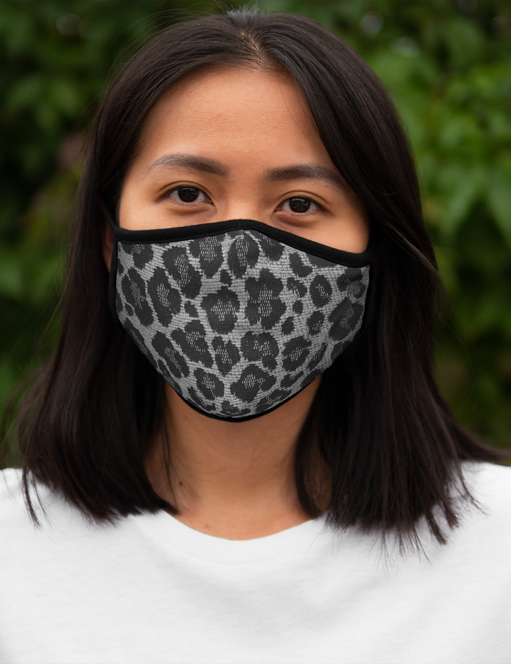 Vintage Grey Leopard Print Pattern | Fitted Double Layered Polyester Face Mask OniTakai