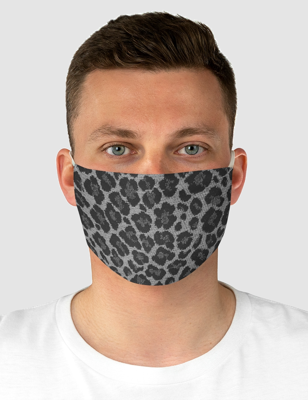 Vintage Grey Leopard Print Pattern | Two-Layer Polyester Fabric Face Mask OniTakai