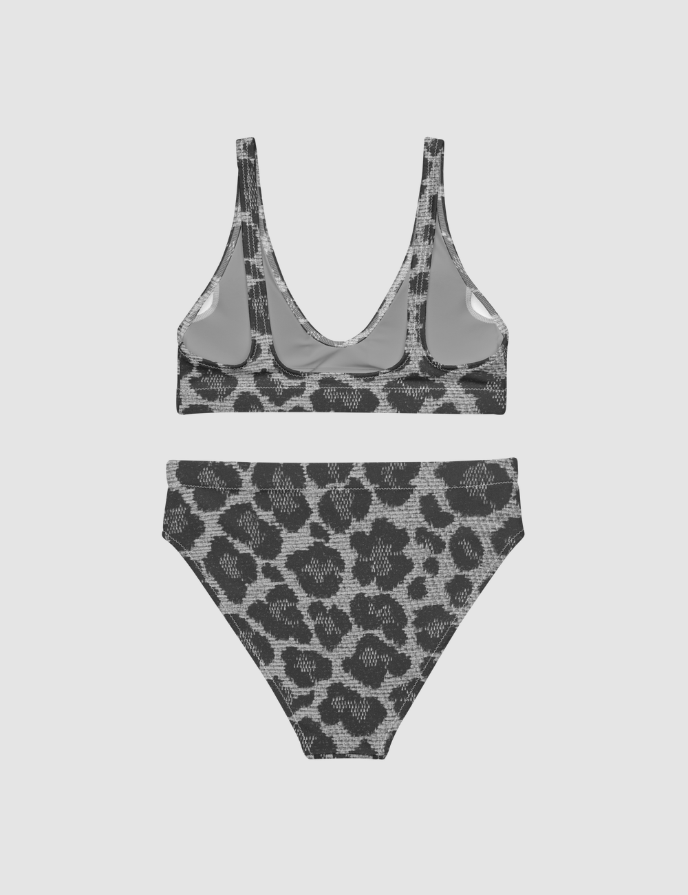 Vintage Grey Leopard Print Pattern | Women's Essential High-Waisted Bikini OniTakai