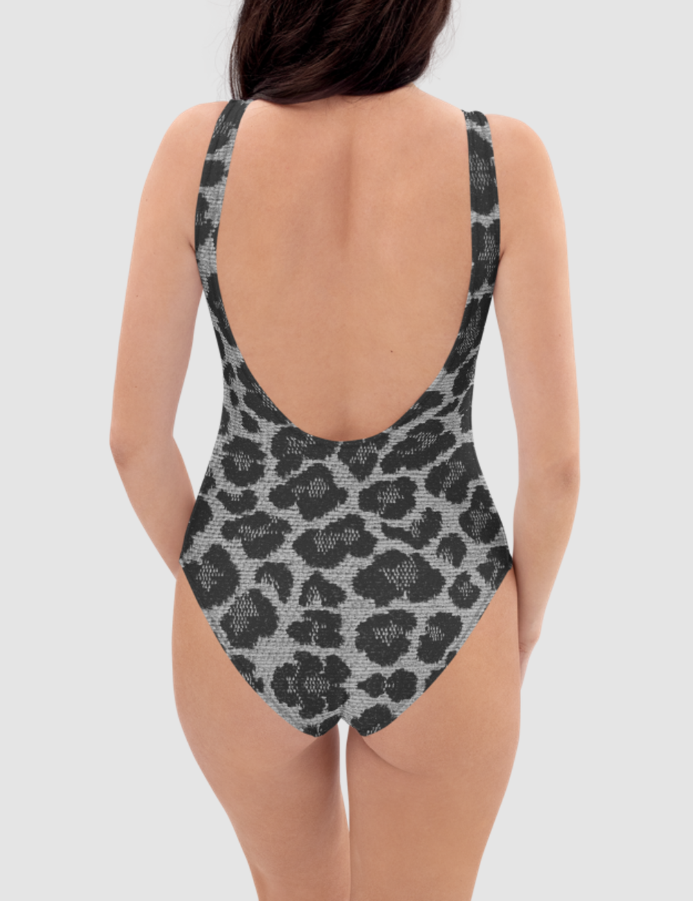 Vintage Grey Leopard Print Pattern | Women's One-Piece Swimsuit OniTakai