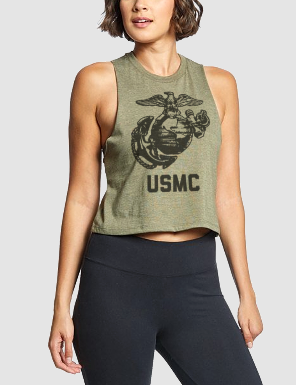 Vintage USMC Logo | Women's Sleeveless Racerback Cropped Tank Top OniTakai