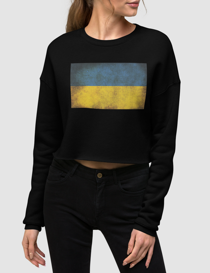 Vintage Ukrainian Flag Crop Sweatshirt OniTakai