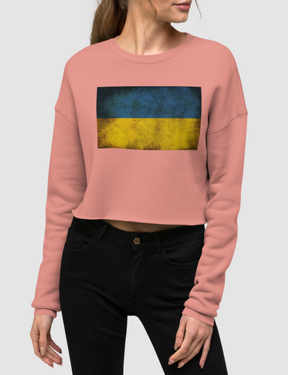 Vintage Ukrainian Flag Crop Sweatshirt OniTakai