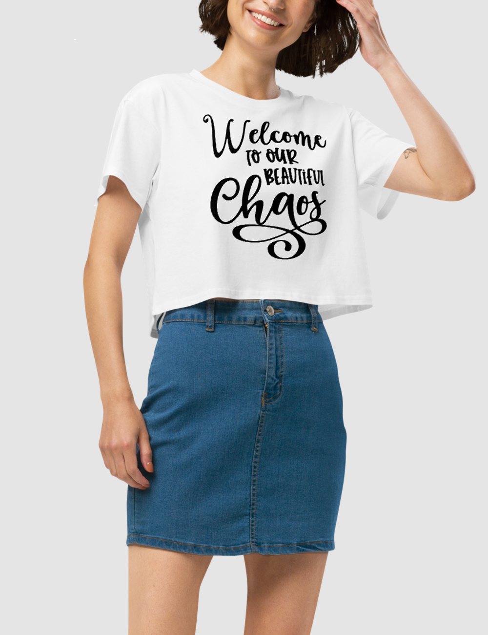 Welcome To Our Beautiful Chaos Women's Relaxed Crop Top T-Shirt OniTakai