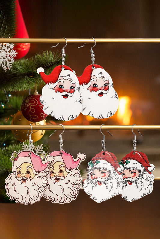 White 3 Pairs Christmas Santa Clause Pendant Hook Earrings OniTakai