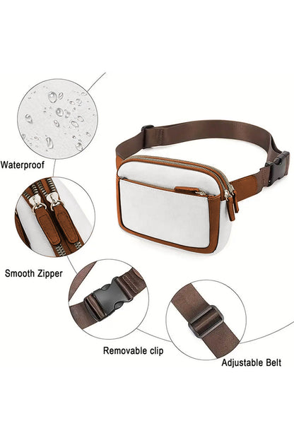 White Adjustable Strap Mini PU Leather Crossbody Bag OniTakai