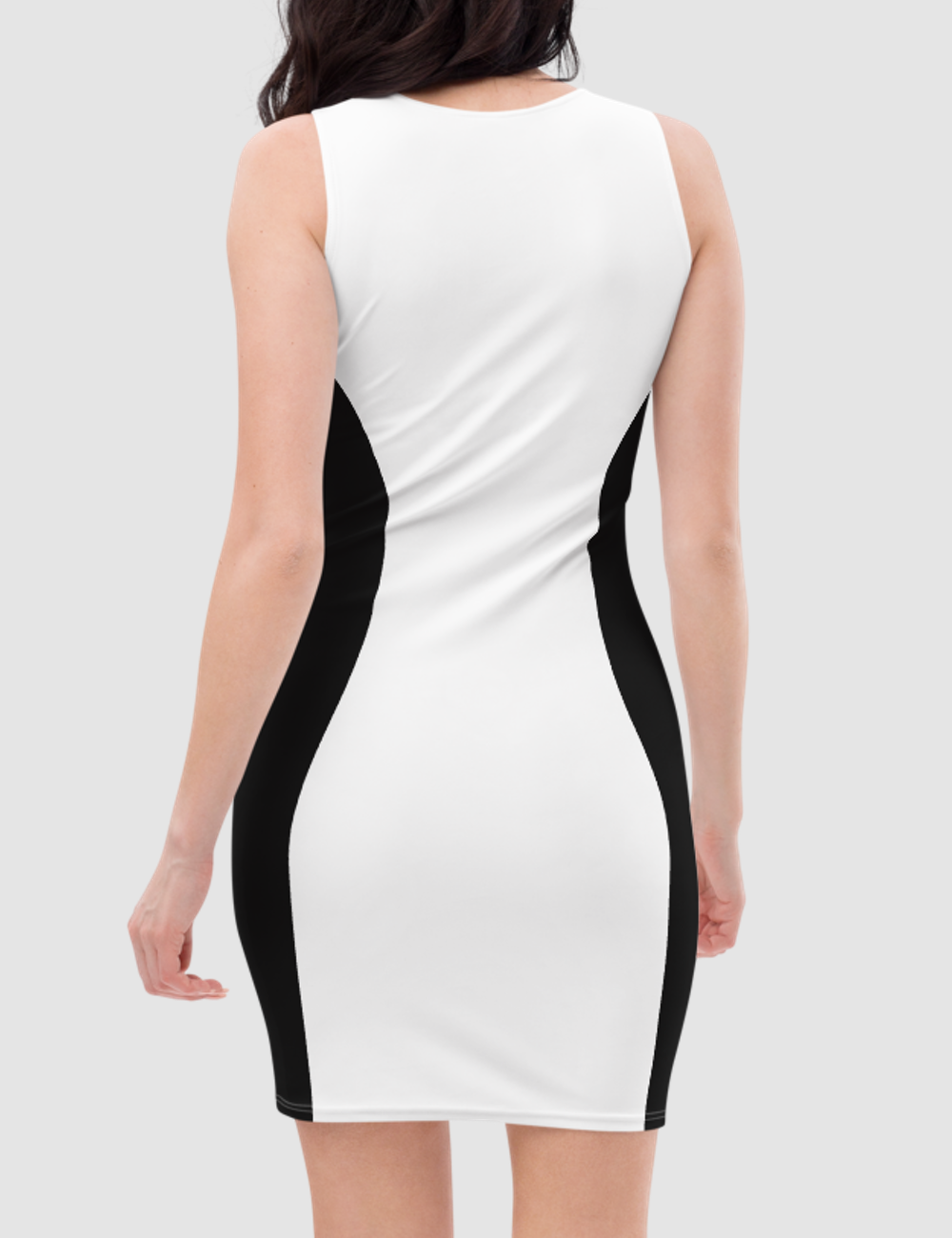 White Black Modal | Women's Sleeveless Fitted Sublimated Dress OniTakai