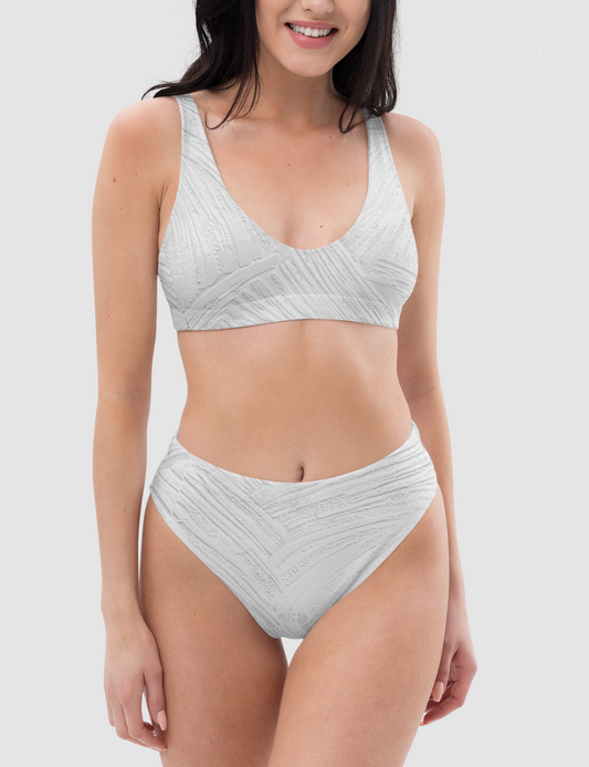 White Plaster Paint Abstract | Women's Essential High-Waisted Bikini OniTakai