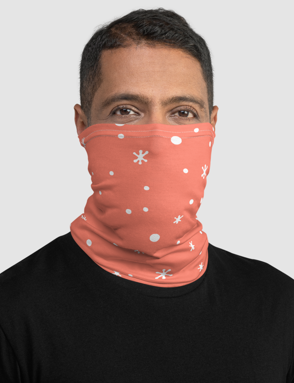 White Snow Pink Background | Neck Gaiter Face Mask OniTakai