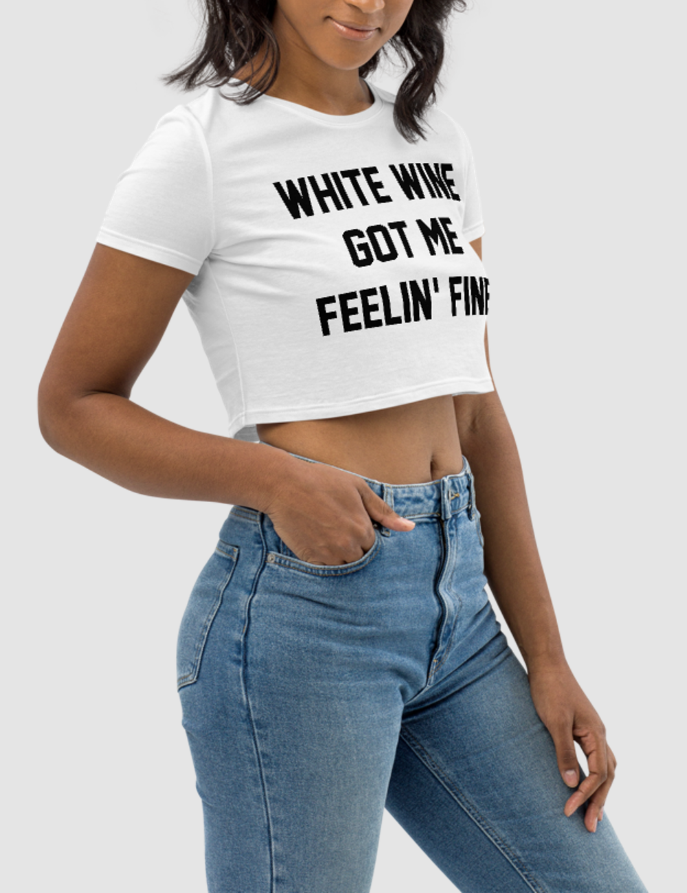 White Wine Got Me Feelin' Fine | Women's Crop Top T-Shirt OniTakai