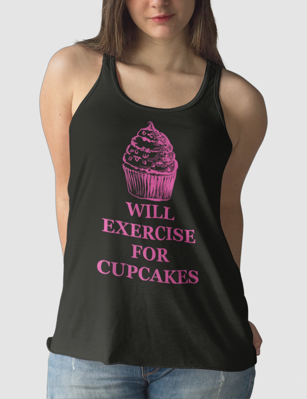 Will Exercise For Cupcakes | Women's Cut Racerback Tank Top OniTakai