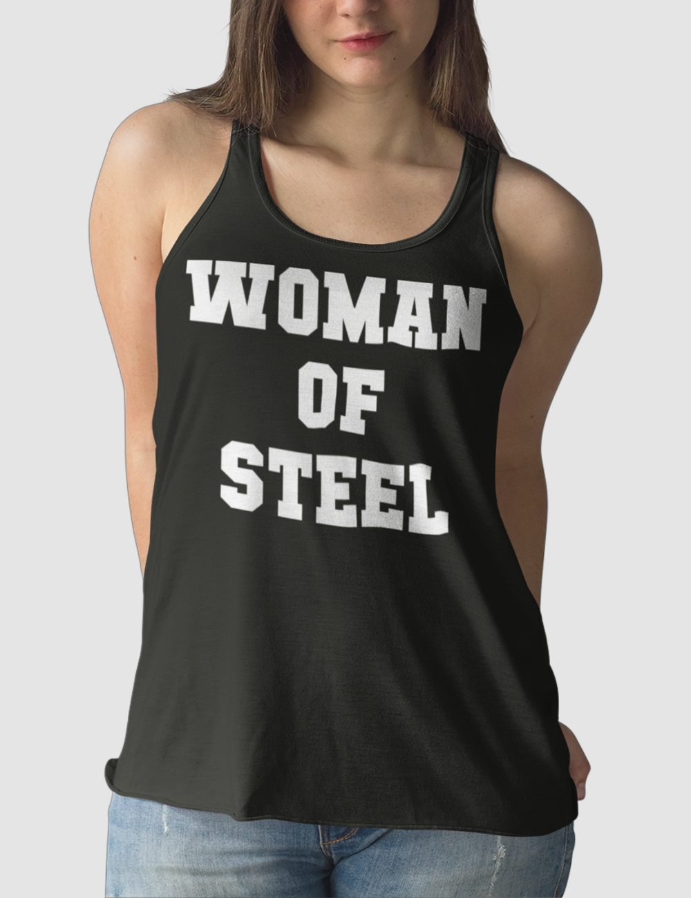 Woman Of Steel Women's Cut Racerback Tank Top OniTakai