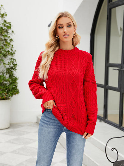 Women's Classic Round Neck Ribbed Sweater OniTakai