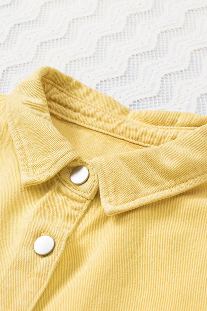 Women's Distressed Fringe Trim Button-Up Jacket OniTakai