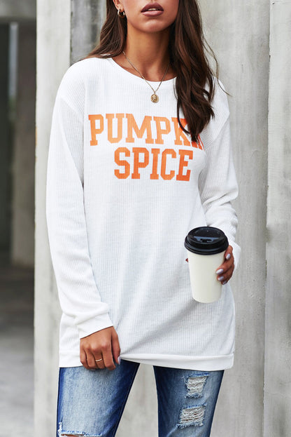 Women's Pumpkin Spice Graphic Pullover Knit Top OniTakai