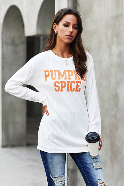 Women's Pumpkin Spice Graphic Pullover Knit Top OniTakai