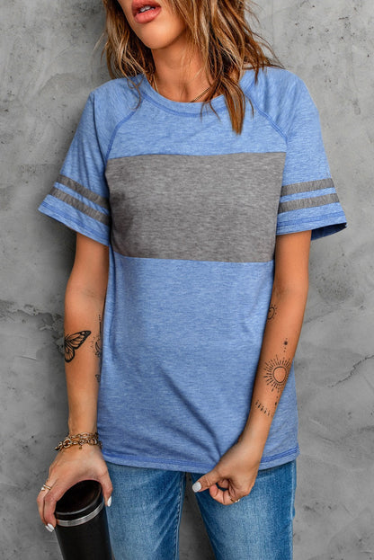 Women's Varsity Style Two-Tone Round Neck Tee OniTakai