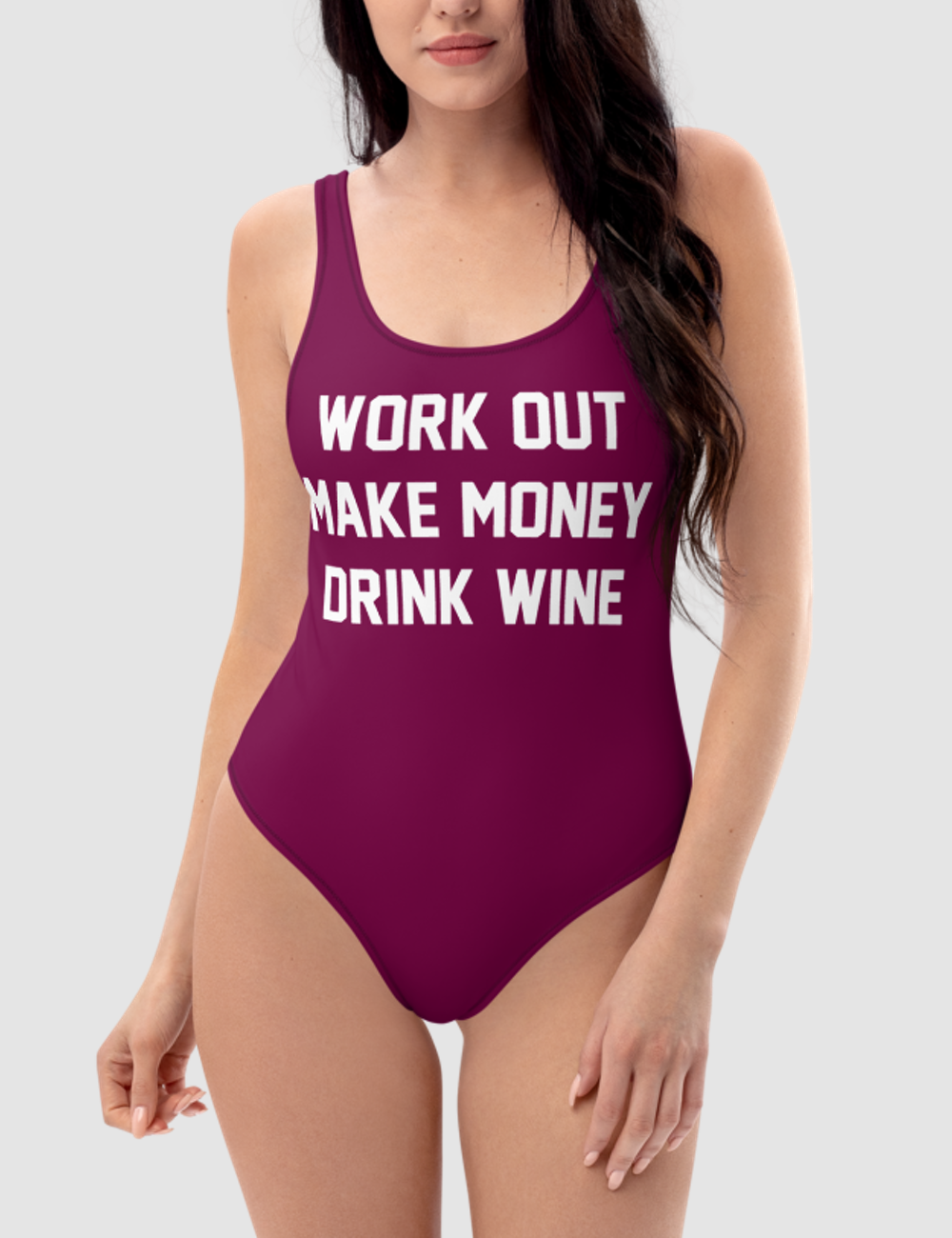 Work Out Make Money Drink Wine | Women's One-Piece Swimsuit OniTakai