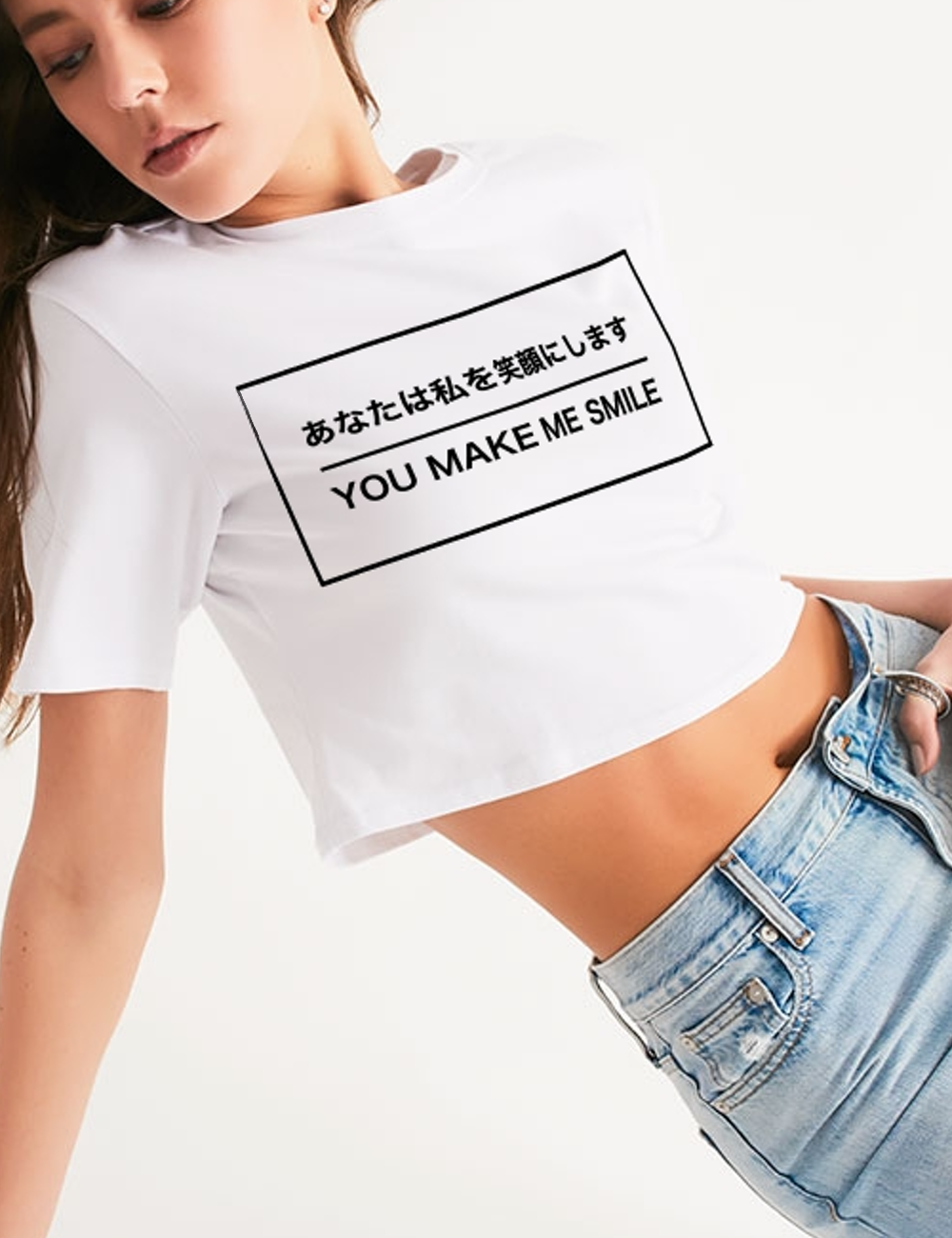 You Make Me Smile (Japanese Style) | Women's Relaxed Crop Top T-Shirt OniTakai
