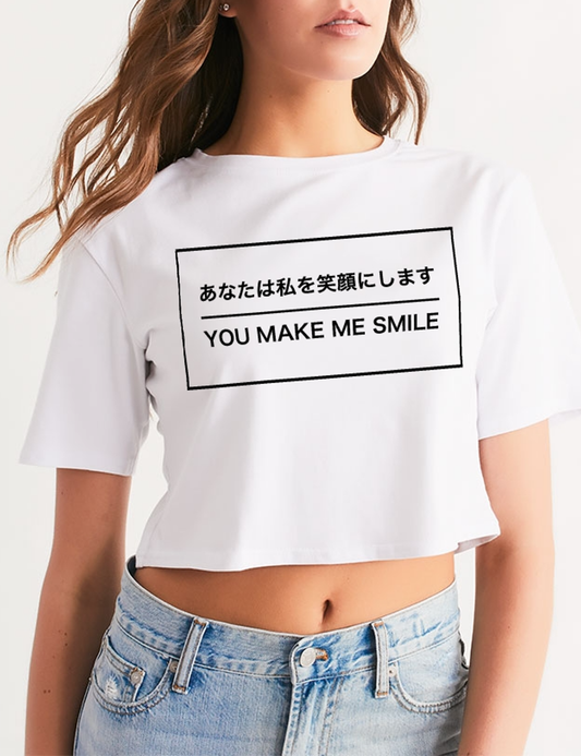 You Make Me Smile (Japanese Style) | Women's Relaxed Crop Top T-Shirt OniTakai
