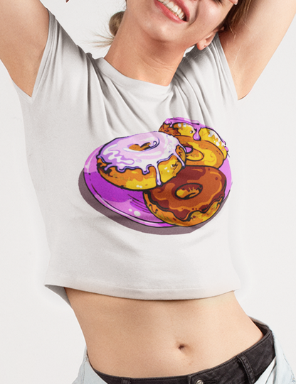 Yummy Donuts | Women's Fitted Crop Top T-Shirt OniTakai