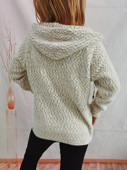 Zip Up Drawstring Long Sleeve Hooded Sweater OniTakai