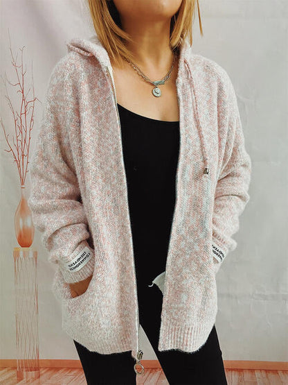 Zip Up Drawstring Long Sleeve Hooded Sweater OniTakai