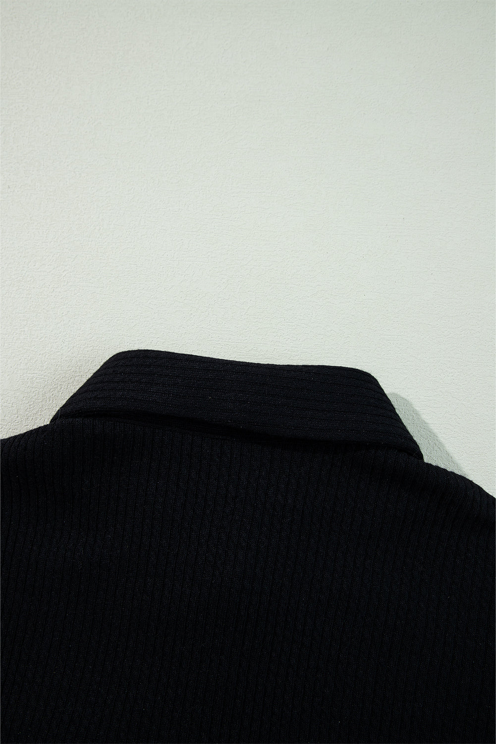 Black Solid Color Corduroy Buttoned Long Sleeve Shacket