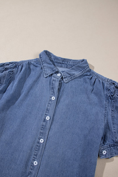 Ashleigh Blue Bubble Sleeve Button up Denim Shirt