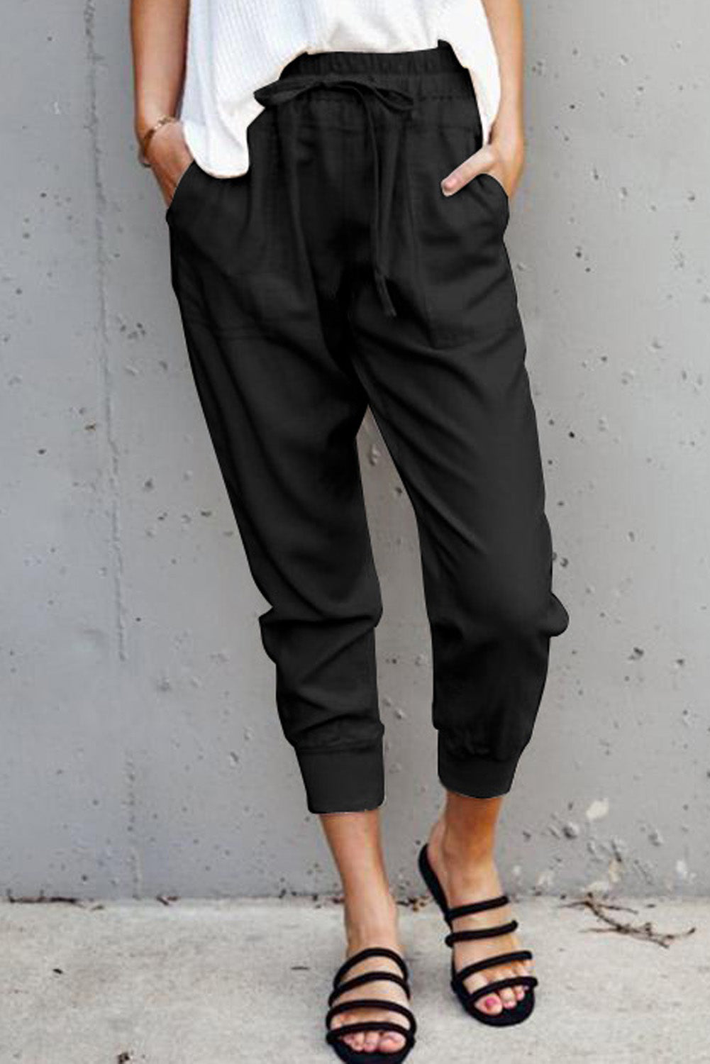 Black Causal Pockets Pants