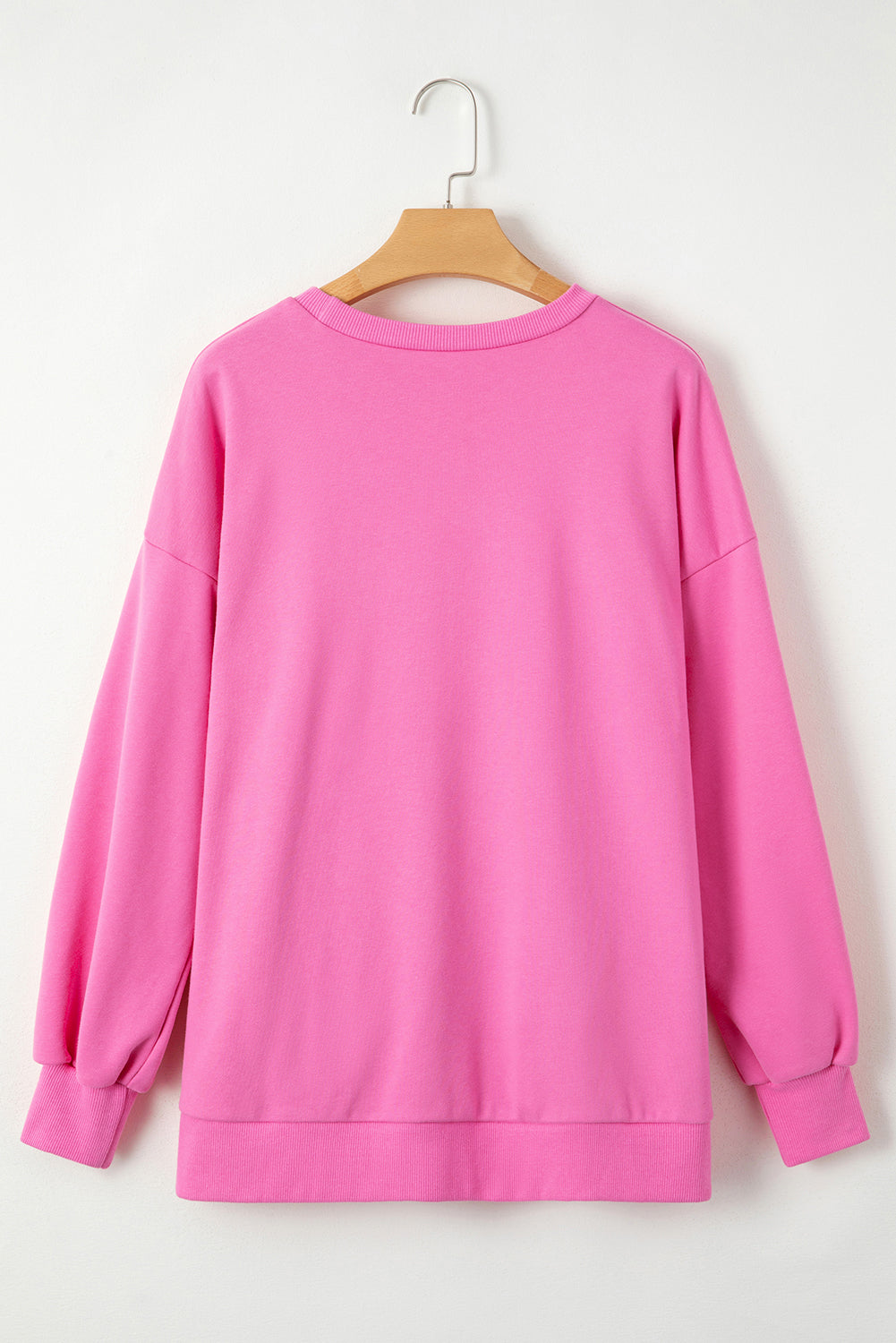 Bonbon Solid O Neck High Low Hem Pullover Sweatshirt