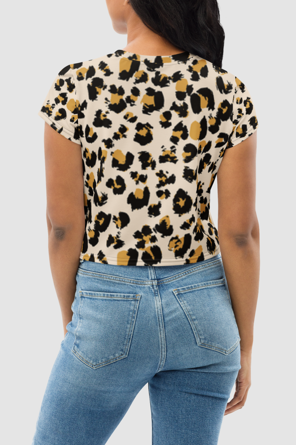 Classic Cheetah Graphic Print Women's Sublimated Crop Top T-Shirt