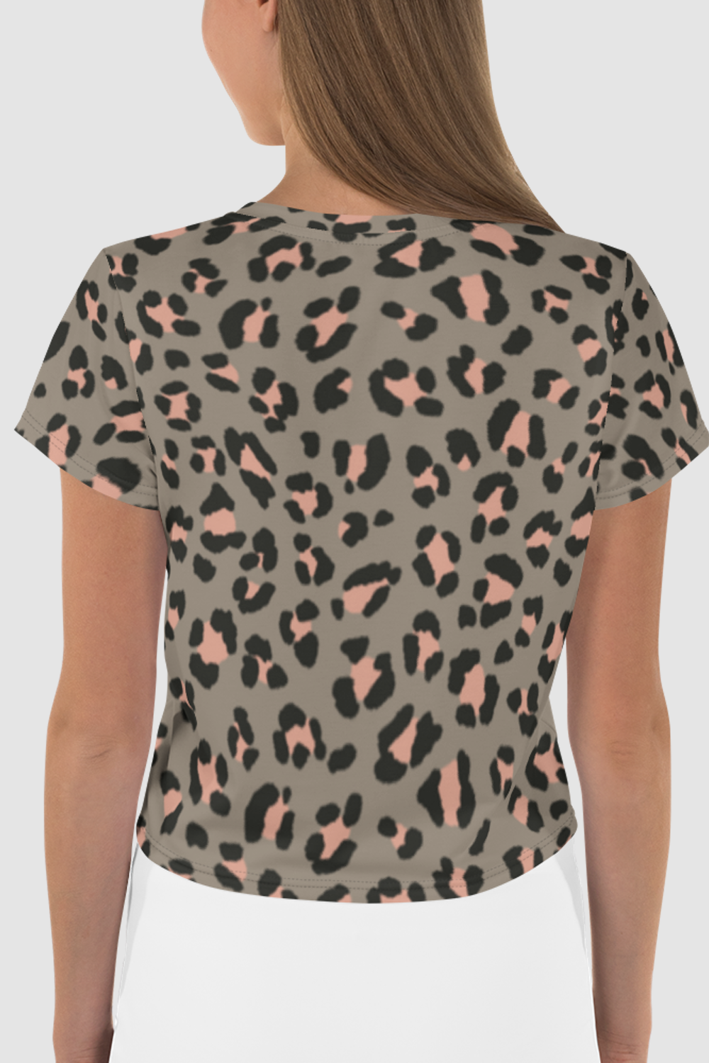 Olive Cheetah Animal Graphic Print Women's Sublimated Crop Top T-Shirt