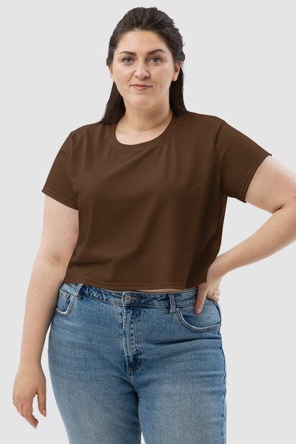 Colovian Deep Brown Women's Sublimated Crop Top T-Shirt