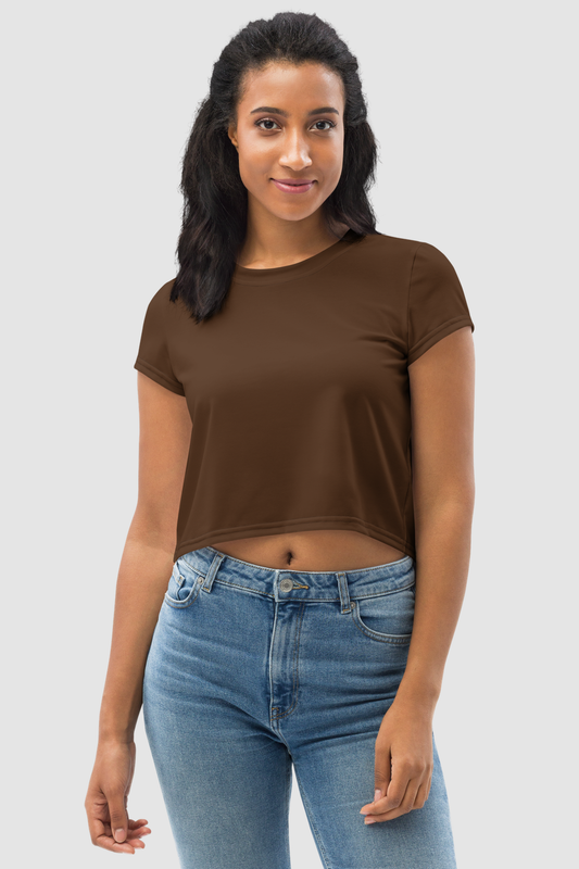 Colovian Deep Brown Women's Sublimated Crop Top T-Shirt