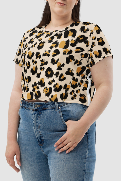 Classic Cheetah Graphic Print Women's Sublimated Crop Top T-Shirt