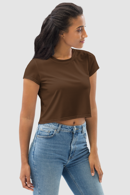 Colovian Deep Brown Women's Sublimated Crop Top T-Shirt