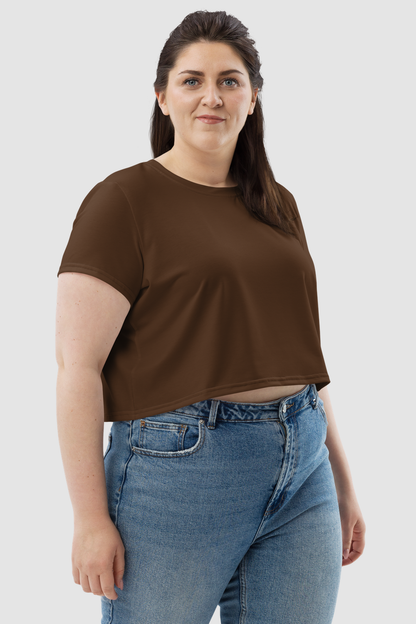 Colovian Deep Brown Women's Sublimated Crop Top T-Shirt