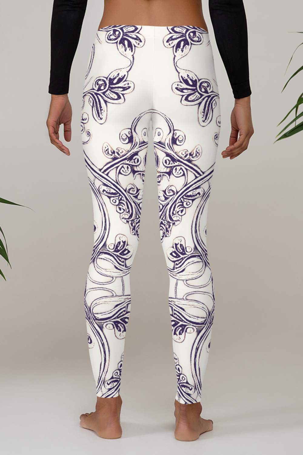 Elven Floral Vines Antique Silver Women's Standard Yoga Leggings