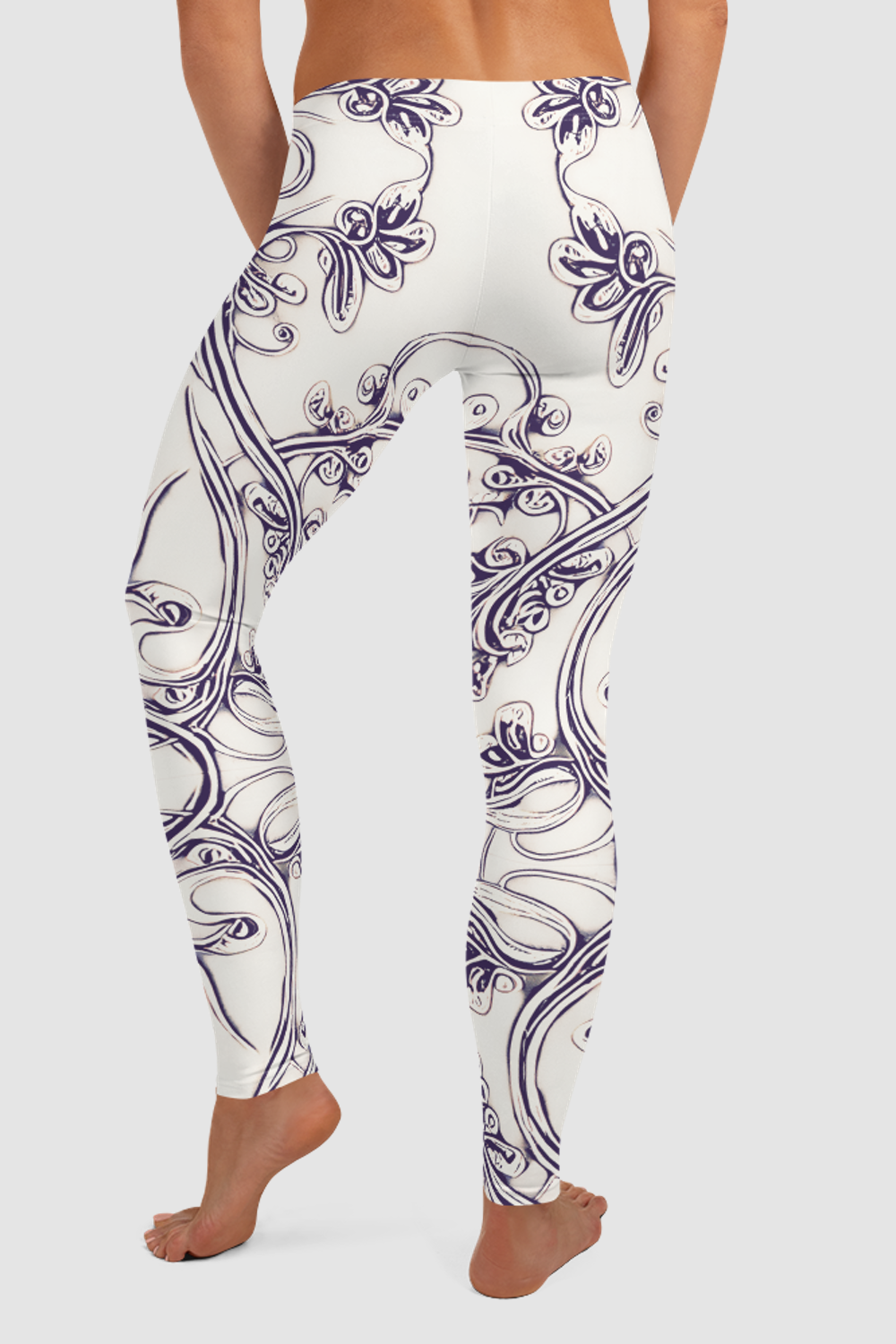 Elven Floral Vines Antique Silver Women's Standard Yoga Leggings