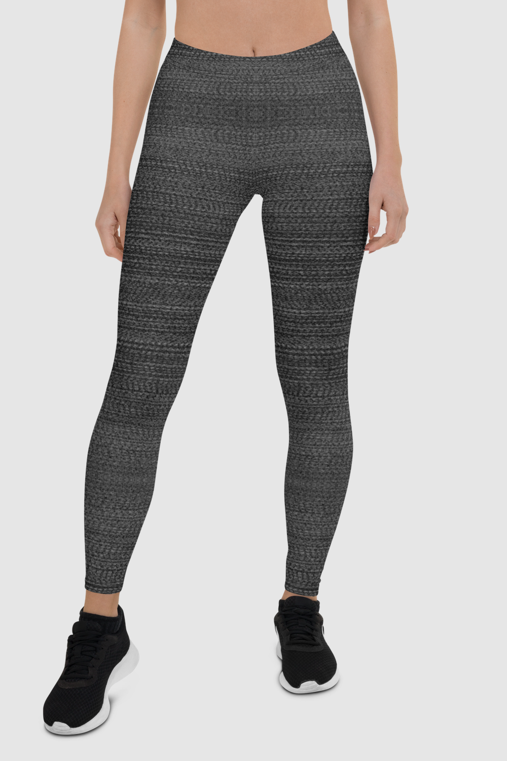 Dark Gray Faux Nylon Texture Print Women's Standard Yoga Leggings