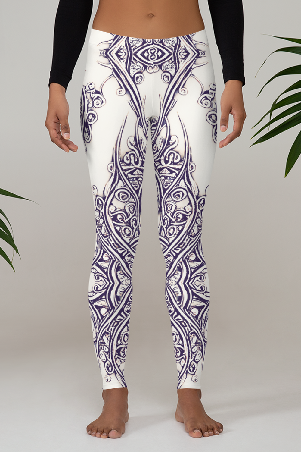 Elven Floral Vines Antique Silver Women's Standard Yoga Leggings