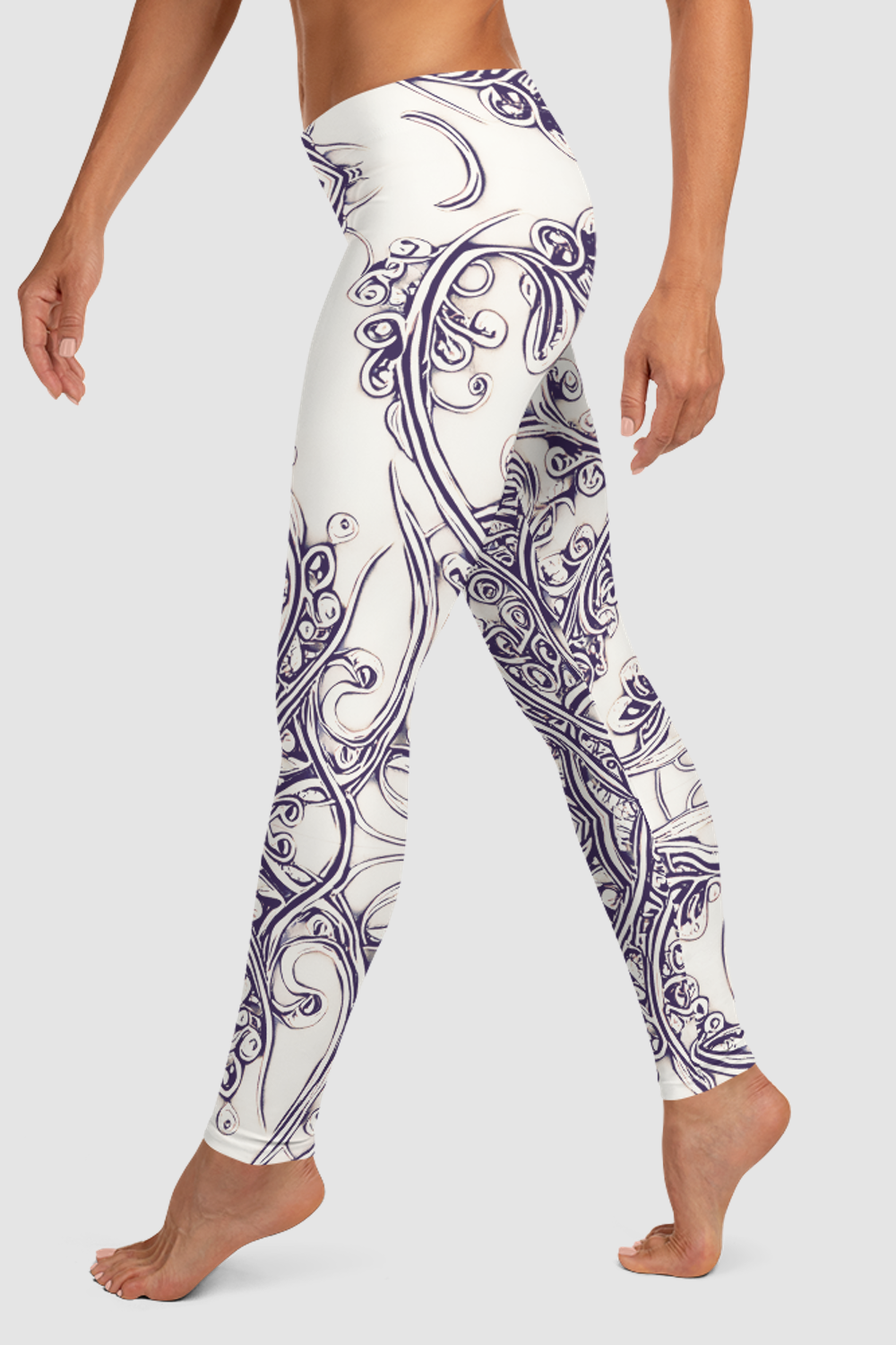 Elven Floral Vines Antique Silver Women's Standard Yoga Leggings