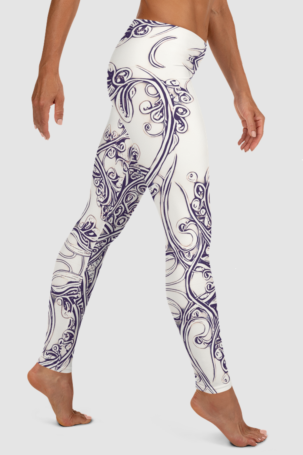 Elven Floral Vines Antique Silver Women's Standard Yoga Leggings